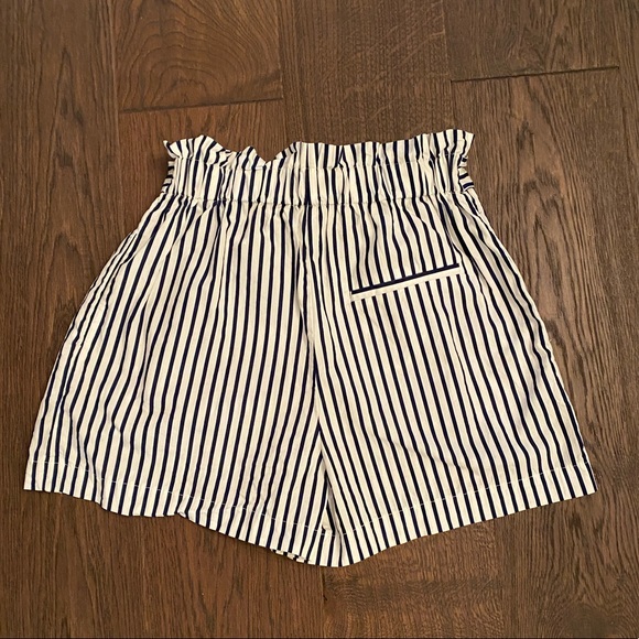 ZARA Striped Blue Paper bag Shorts - Picture 3 of 4